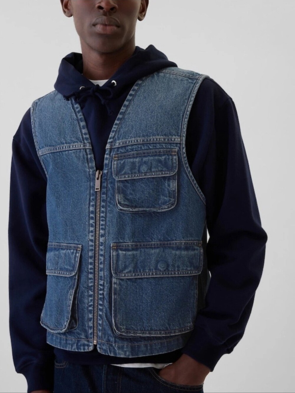 Men's GAP Denim Utility Vest - Blue